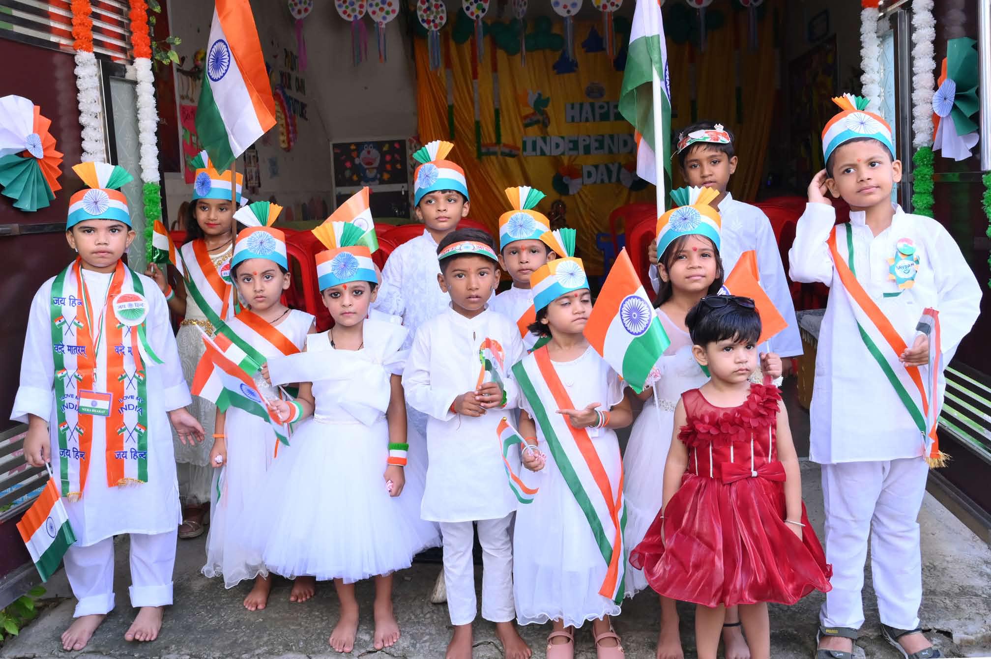Independence Day, flags in hand