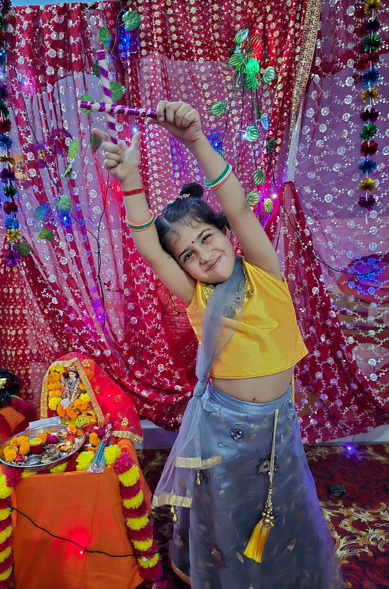 Dancing with dandiya sticks on Janmashtami