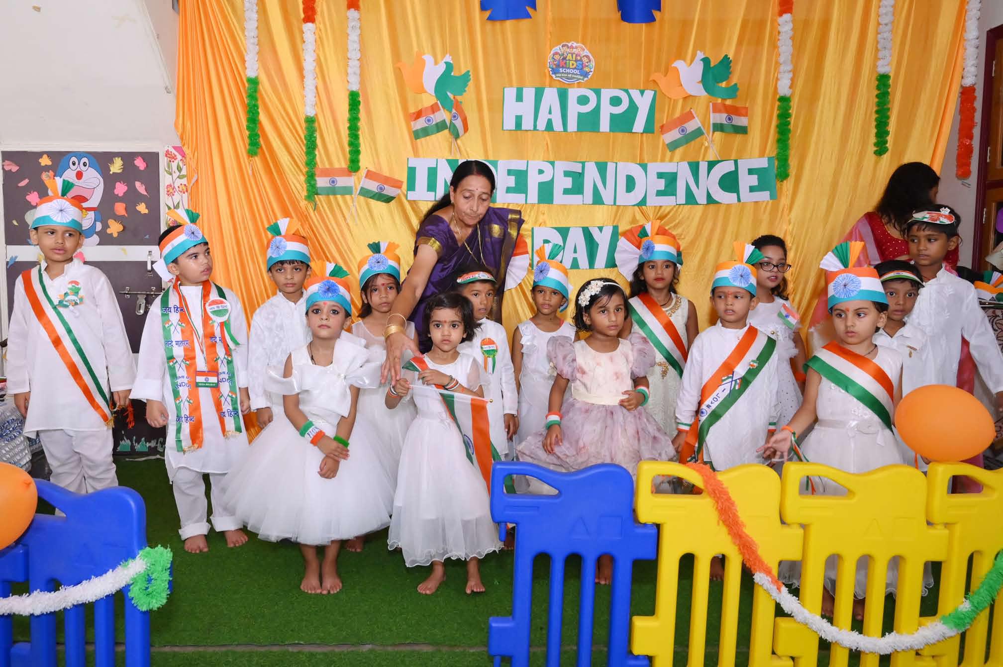 The whole school together on Independence Day