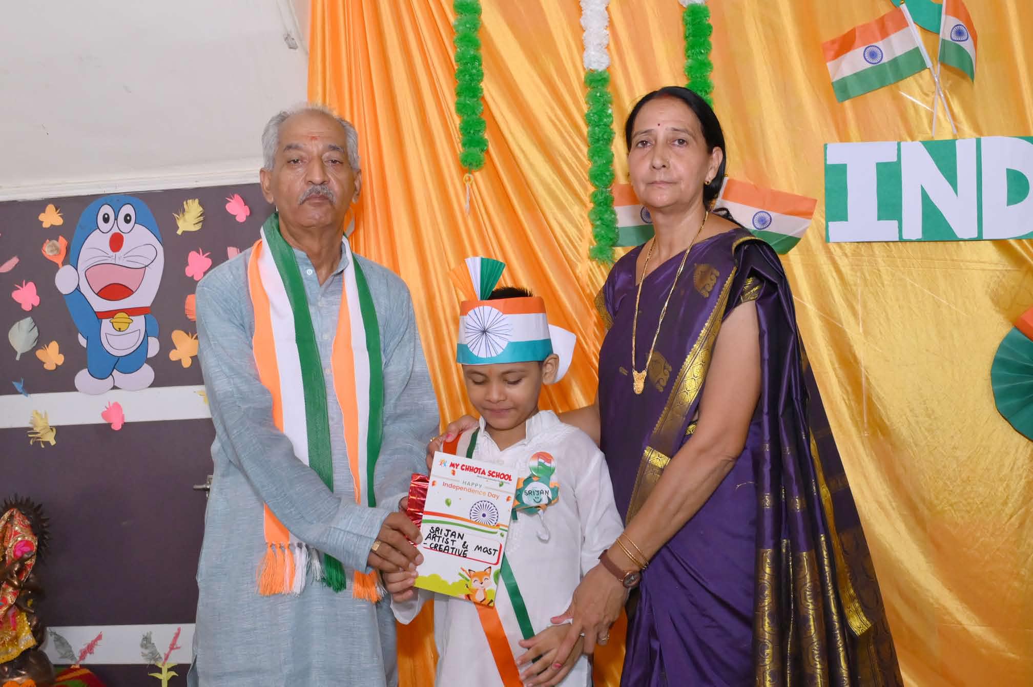 A young winner collecting her certificate