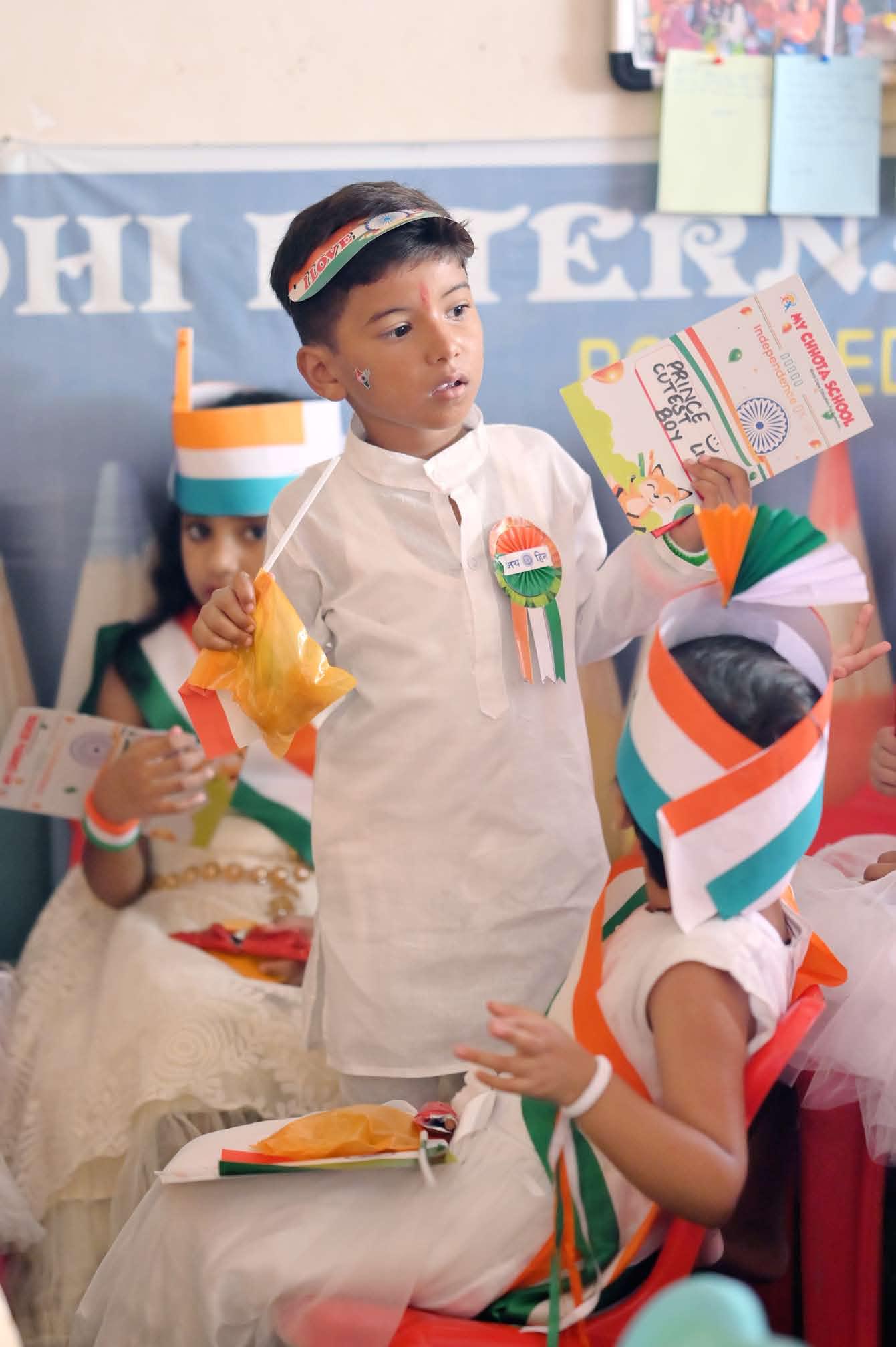 Reciting at the Independence Day event