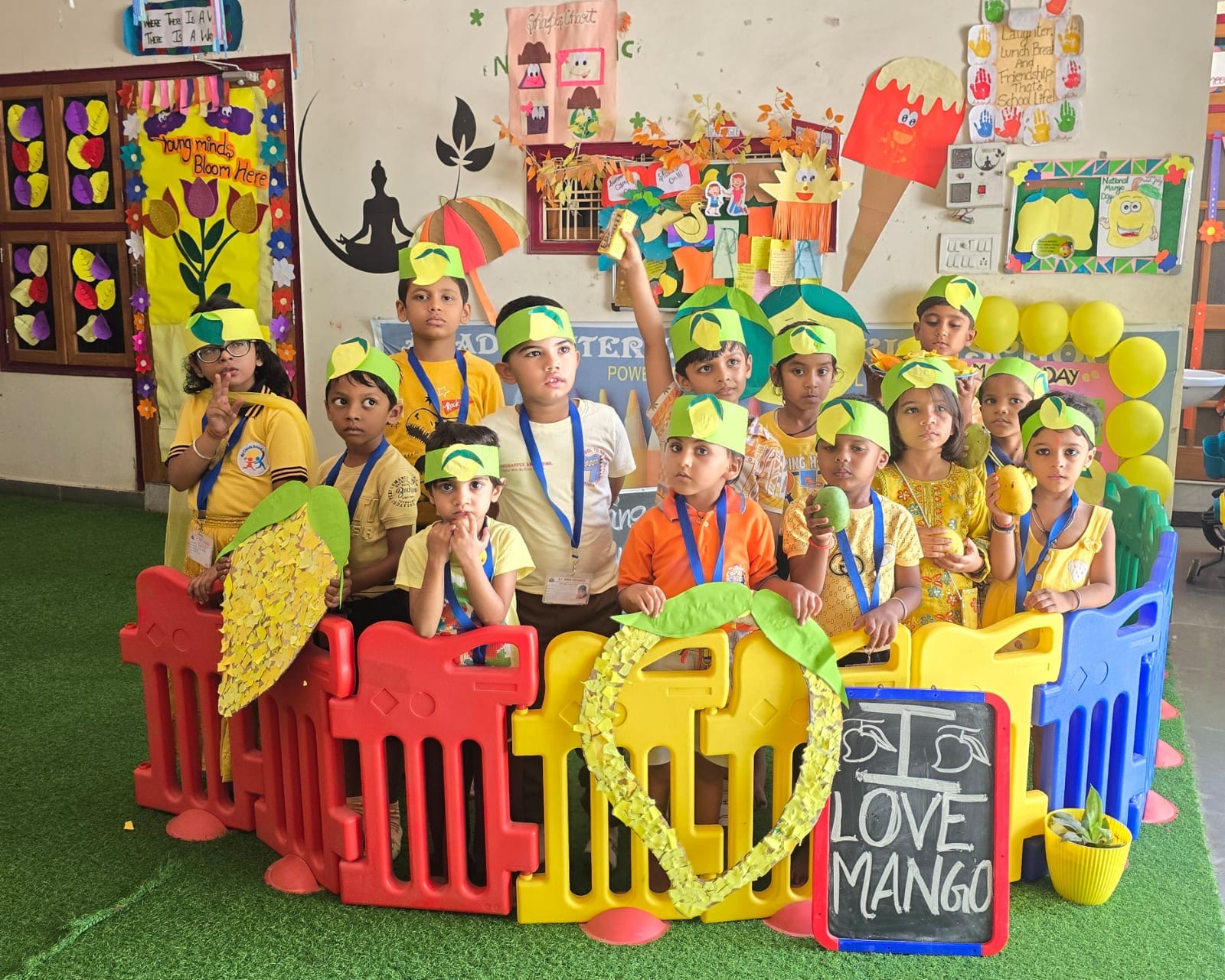 Craft and activity corner with children at work
