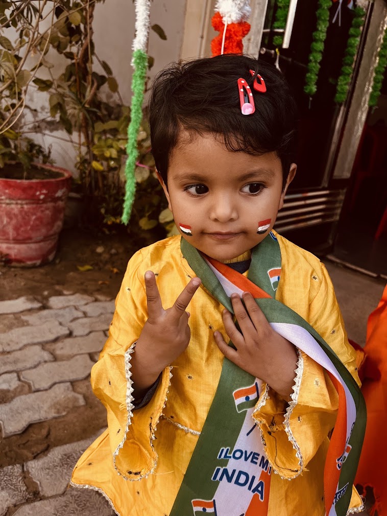 Child in Independence Day dress