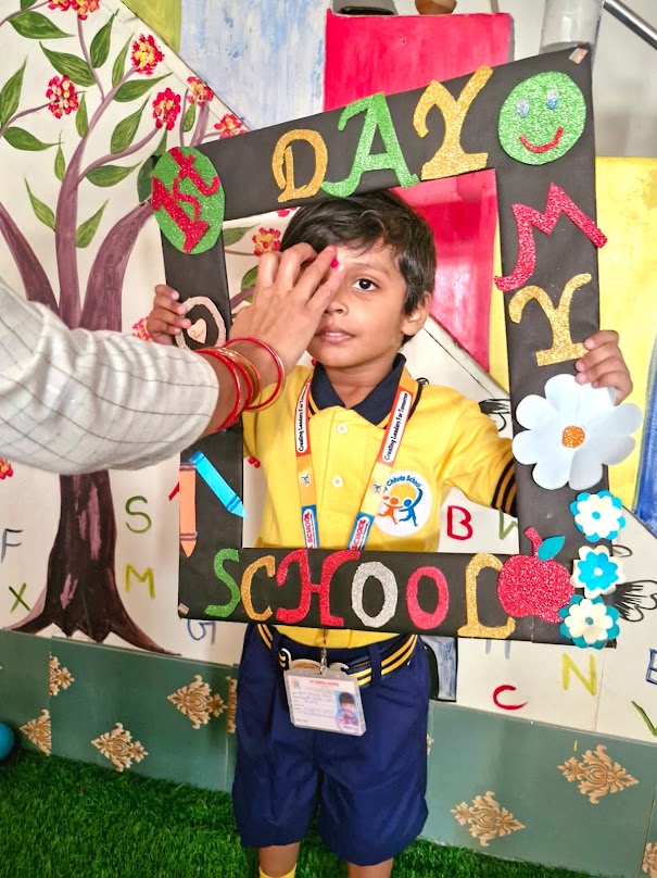 A student at the school activity board